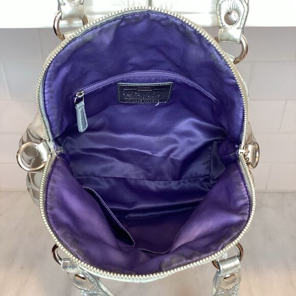 Coach Tan Signature Lurex Logo Satchel - Picture 11 of 14